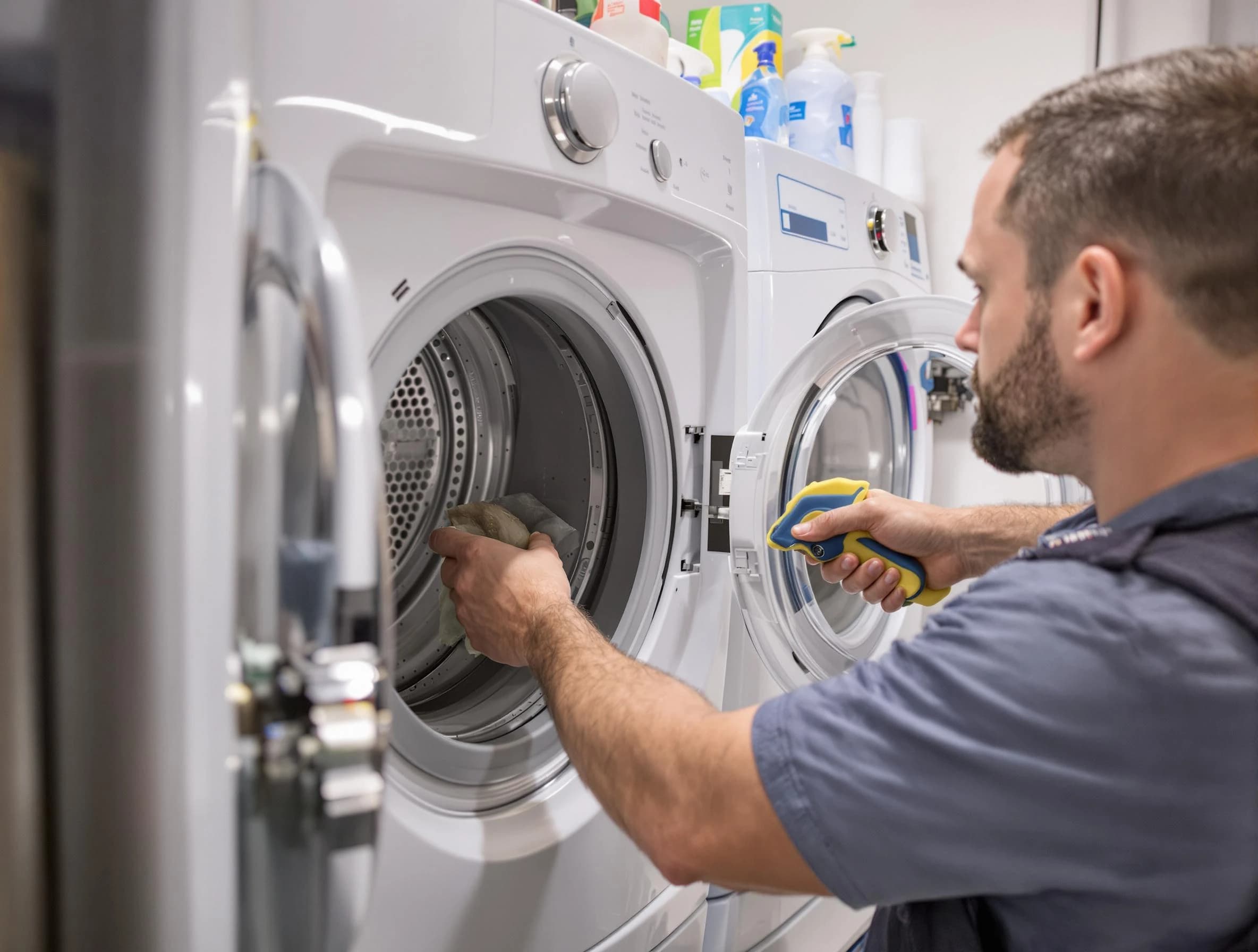 Chino Dryer Vent Cleaning specialist removing lint buildup from a dryer lint trap system in Chino