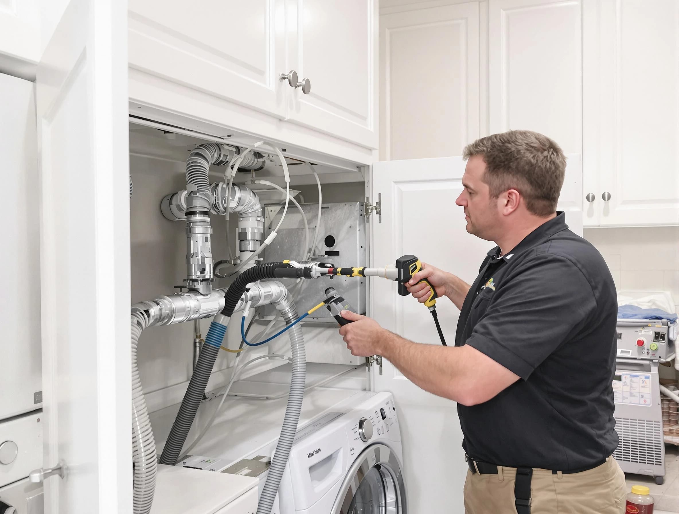 Chino Dryer Vent Cleaning professional removing severe blockage from a clogged dryer vent in Chino