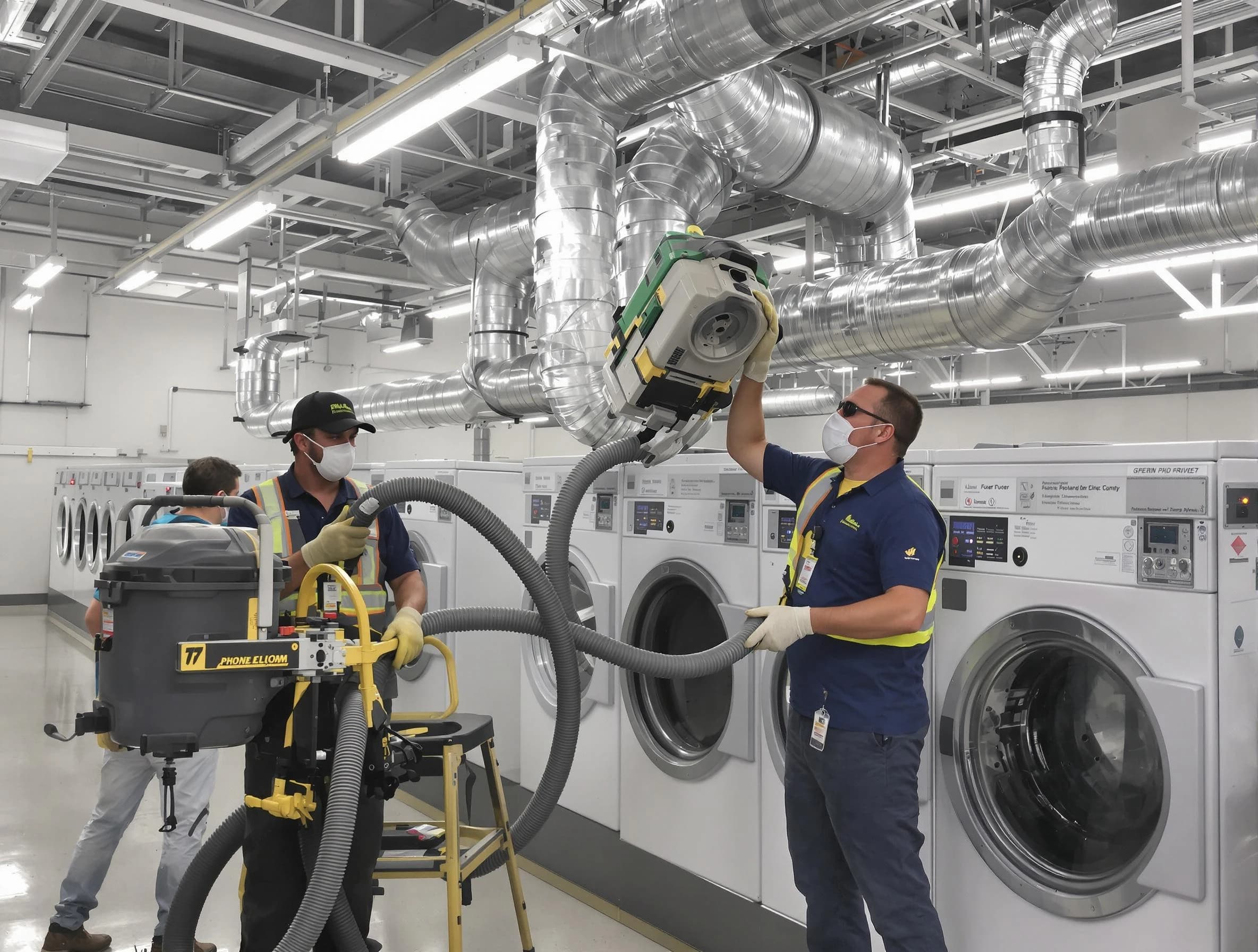 Chino Dryer Vent Cleaning team cleaning large-scale industrial dryer vent systems at a facility in Chino