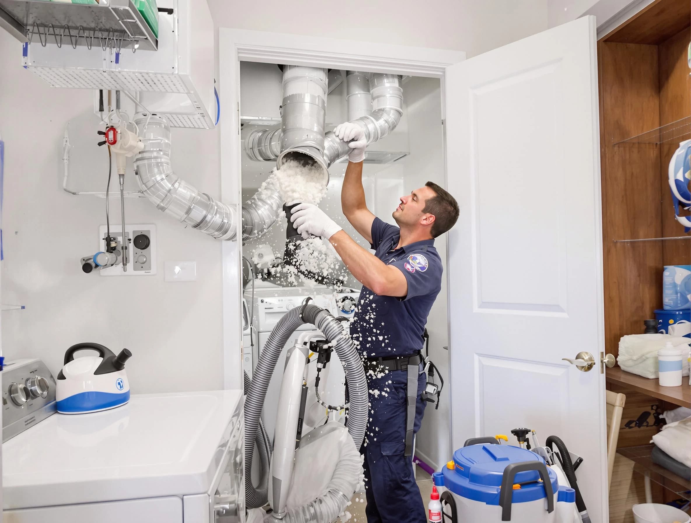 Chino Dryer Vent Cleaning technician delivering thorough residential dryer vent cleaning service in Chino