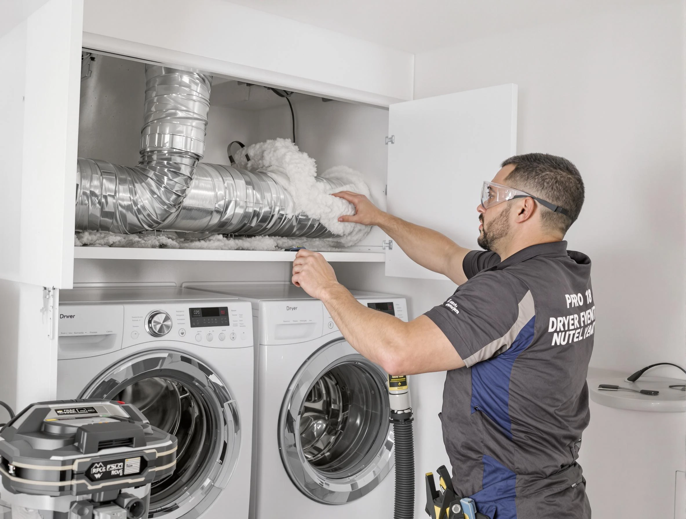 Chino Dryer Vent Cleaning certified technician performing specialized gas dryer vent cleaning in Chino